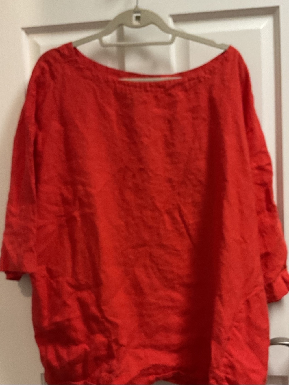 Eileen Fisher Deep Orange Linen Boatneck Women’s Top